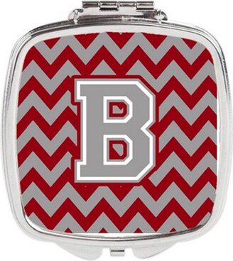 CJ1043-BSCM Letter B Chevron Crimson & Grey Compact Mirror