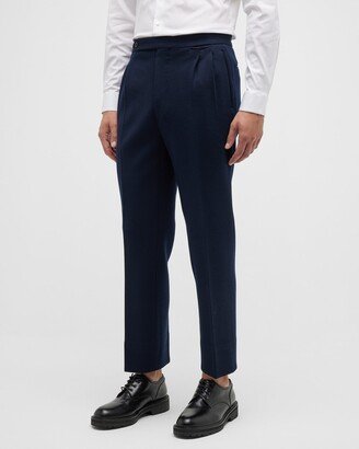 Men's Pleated Knit Suit Trousers