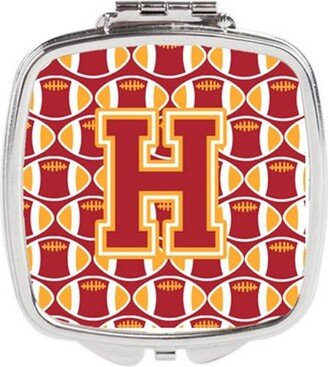 CJ1070-HSCM Letter H Football Cardinal & Gold Compact Mirror