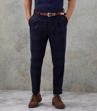 Wool-Silk-Cashmere Check Trousers