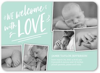 Birth Announcements: Fun Welcome Birth Announcement, Green, 5X7, Signature Smooth Cardstock, Rounded