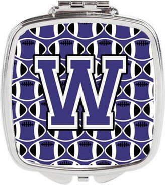 CJ1068-WSCM Letter W Football Purple & White Compact Mirror