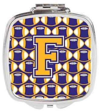 CJ1064-FSCM Letter F Football Purple & Gold Compact Mirror