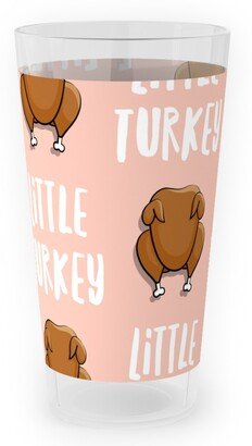 Outdoor Pint Glasses: Little Turkey Thanksgiving Outdoor Pint Glass, Pink