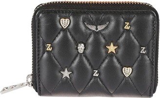 Plaque Embellished Quilted Wallet