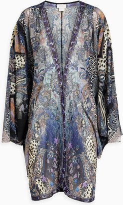 Embellished printed silk-chiffon kaftan