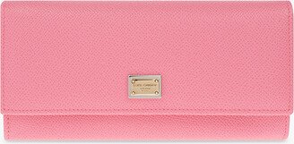 Leather Wallet With Logo - Pink-AB