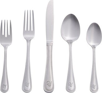 Riverridge Beaded 46 Piece Monogrammed Flatware Set - V, Service for 8