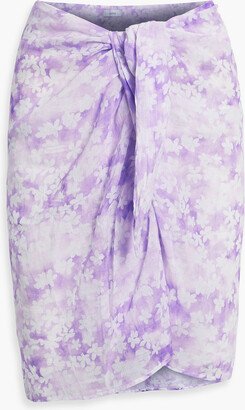 Floral-print cotton-voile pareo