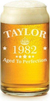 Custom Personalized Engraved Birthday Gift Perfection Crown 16 Oz Beer Can Glass 21st 30Th 35Th 40Th 50Th 60Th 70Th 80Th