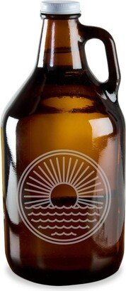 Sun Over Ocean Waves Beach 64 Ounce Beer Wine Growler