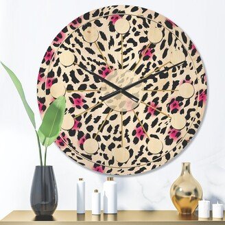 Designart 'Glam Leopard Pattern' Mid-Century Modern Wood Wall Clock