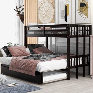 GEROJO Twin Over Twin Pull-Out Bunk Bed with Trundle