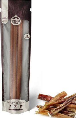 Greater Wild 12 Single-Ingredient Beef Bully Sticks, All-Natural Dog Treats - 3 Sticks
