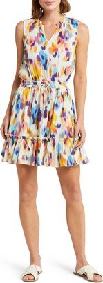 Change of Scenery Print Ruffle Tie Waist Minidress