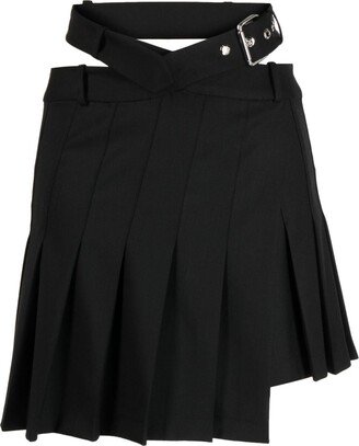 Pleated Asymmetric Mini Skirt