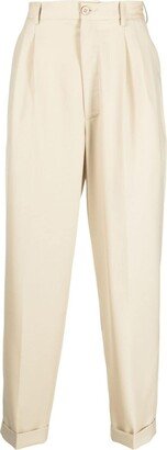 Pleated Straight-Leg Trousers-AN