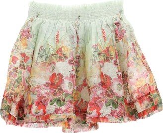 Wonderland Floral Print Flared Mini Skirt