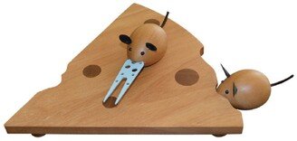 Peterson Housewares Rubber Wood Mouse Cheese Board Set, 3 Piece