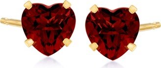 Garnet Heart Martini Stud Earrings in 14kt Yellow Gold