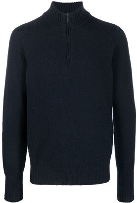 Zip-Front Knitted Jumper