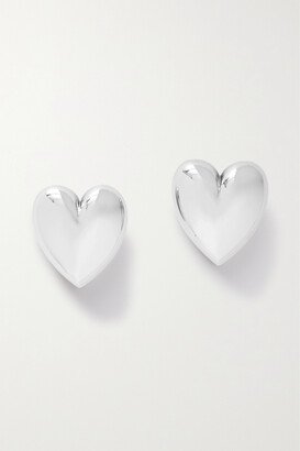 Puffy Heart Silver-tone Earrings - One size