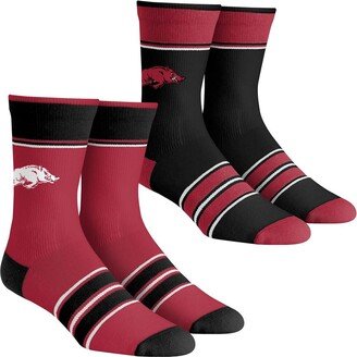 Men's and Women's Rock 'Em Socks Arkansas Razorbacks Multi-Stripe 2-Pack Team Crew Sock Set