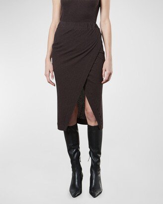 Cashmere Jersey Midi Wrap Skirt