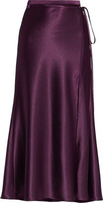 Satin Crepe Slit Midi-Skirt