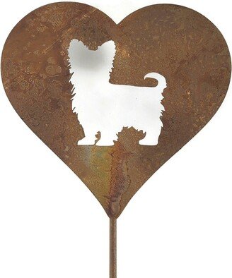Yorkie Yorkshire Terrier Dog Rustic Metal Heart Garden Stake Pet Memorial 21 To 28 Inches Tall