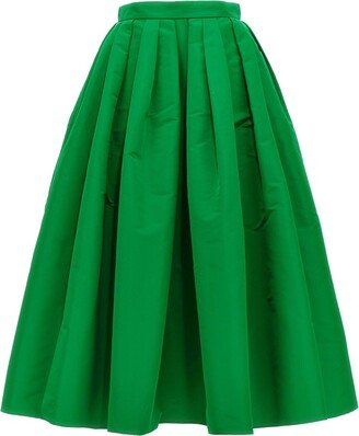 Slip Pocket Flared Midi Skirt-AD