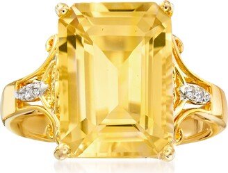 Citrine Ring With White Topaz Accents in 18kt Gold Over Sterling