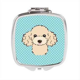 BB1196SCM Checkerboard Blue Buff Poodle Compact Mirror, 2.75 x 3 x .3 In.