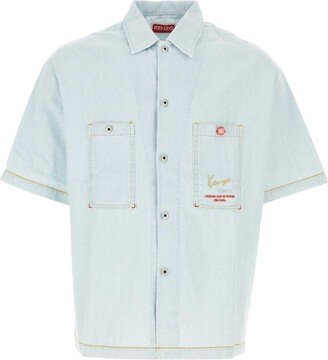 Logo-Embroidered Short-Sleeved Denim Shirt