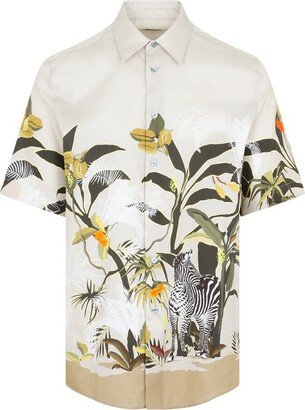 Floral Printed Short-Sleeved Shirt-AA