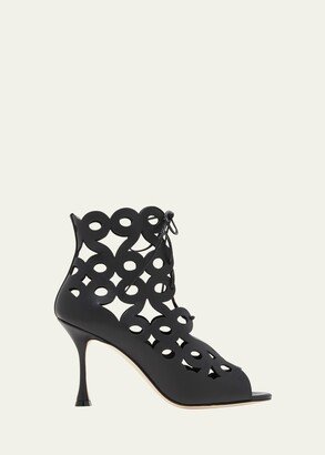 Taralo Perforated Lace-Up Ankle Booties