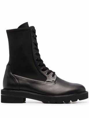 Panelled Leather Lace-Up Boots