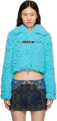 Blue Goldie Faux-Fur Cardigan