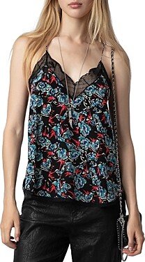 Christy Lace Trim Silk Camisole