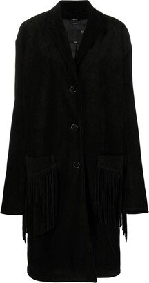 Fringed Suede Single Breasted Coat