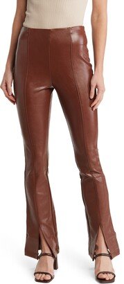 Adela High Waist Front Slit Faux Leather Pants