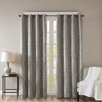 Gracie Mills 1-pc Jacquard Damask Total Blackout Grommet Top Curtain Panel - 50x95