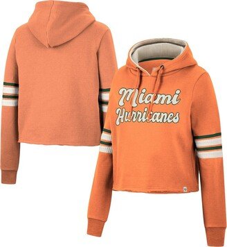 Women's Orange Miami Hurricanes Retro Cropped Pullover Hoodie