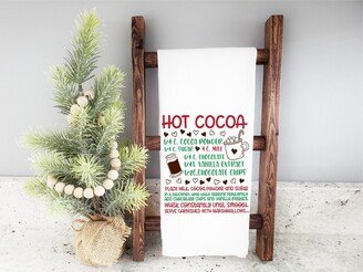 Christmas Hot Cocoa Recipe Hand Towel, Bar Decor, Holiday Waffle Dish Housewarming Gift