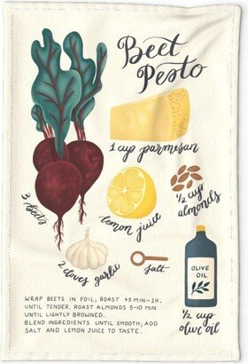 Beet Recipe Tea Towel - Pesto By Freya Riedlin Vegetables Cooking Kitchen Linen Cotton Canvas Spoonflower