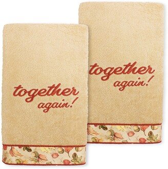 Thanksgiving Together Again! Embroidered Luxury 100% Turkish Cotton Hand Towels - Set of 2-AA