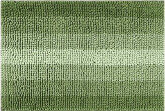 Unique Bargains Contrasting Color Striped Non-Slip Plush Shaggy Bath Mat 1 Pc Green-1 16 x 24