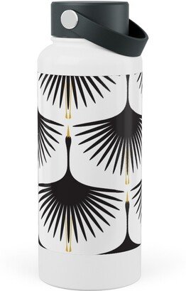 Photo Water Bottles: Art Deco Swans Stainless Steel Wide Mouth Water Bottle, 30Oz, Wide Mouth, White