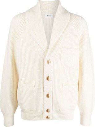 Logo-Buttons Shawl-Collar Cardigan