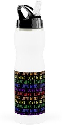 Photo Water Bottles: Love Wins Rainbow Stainless Steel Water Bottle With Straw, 25Oz, With Straw, Multicolor